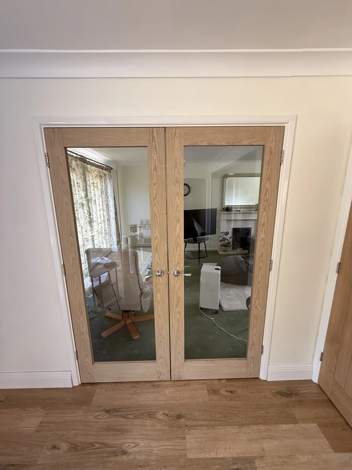 Timber-framed glazed double doors